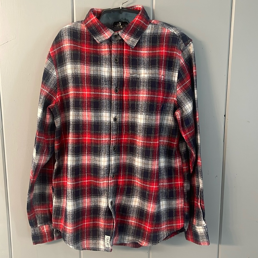 Jachs Shirt Flannel Red Black Plaid Cabin Mountain Gorp Grunge Granola Small